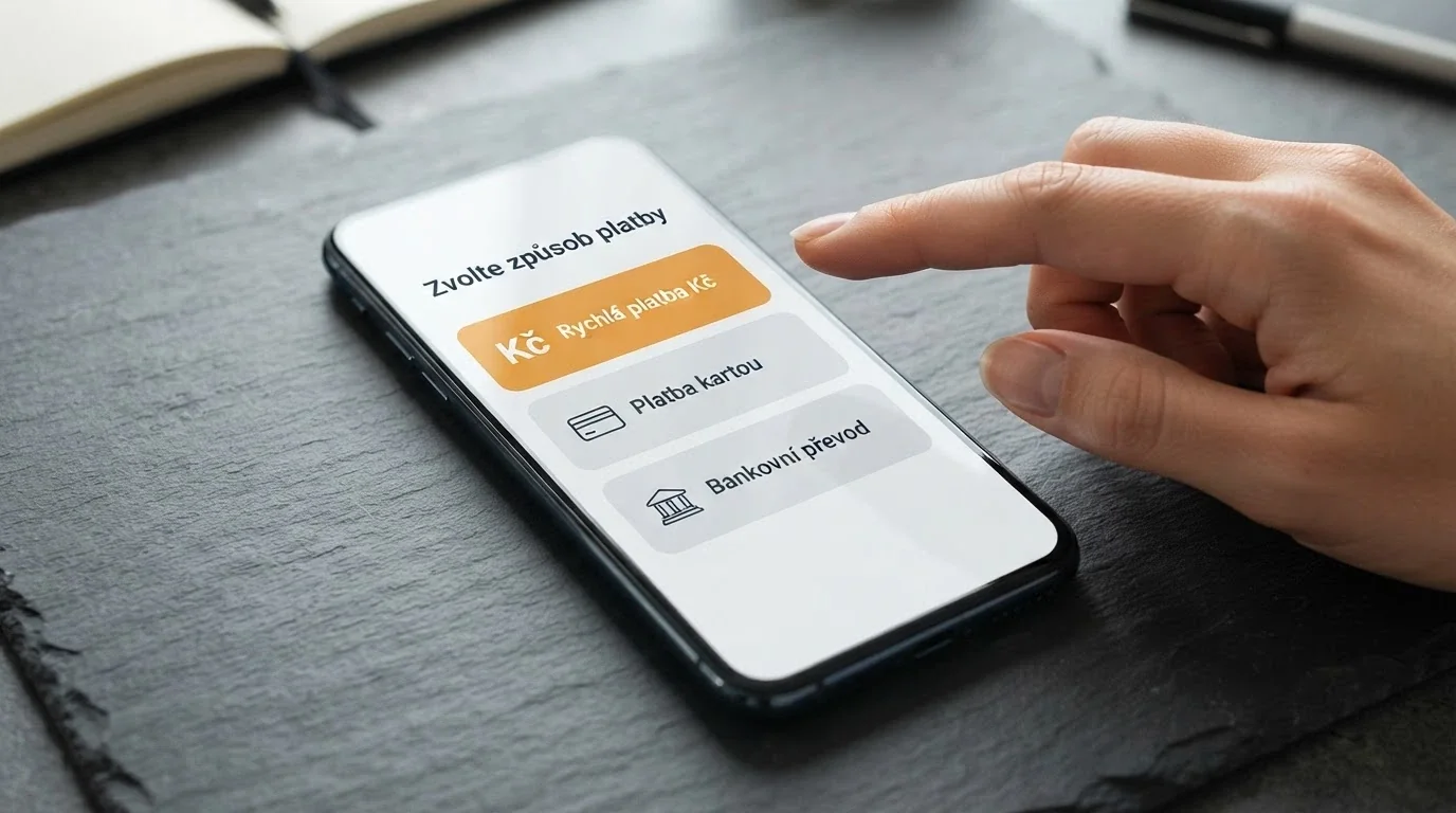 Mobilní telefon zobrazující výběr platebních metod v kasinu — Google Pay, Skrill a platební karta