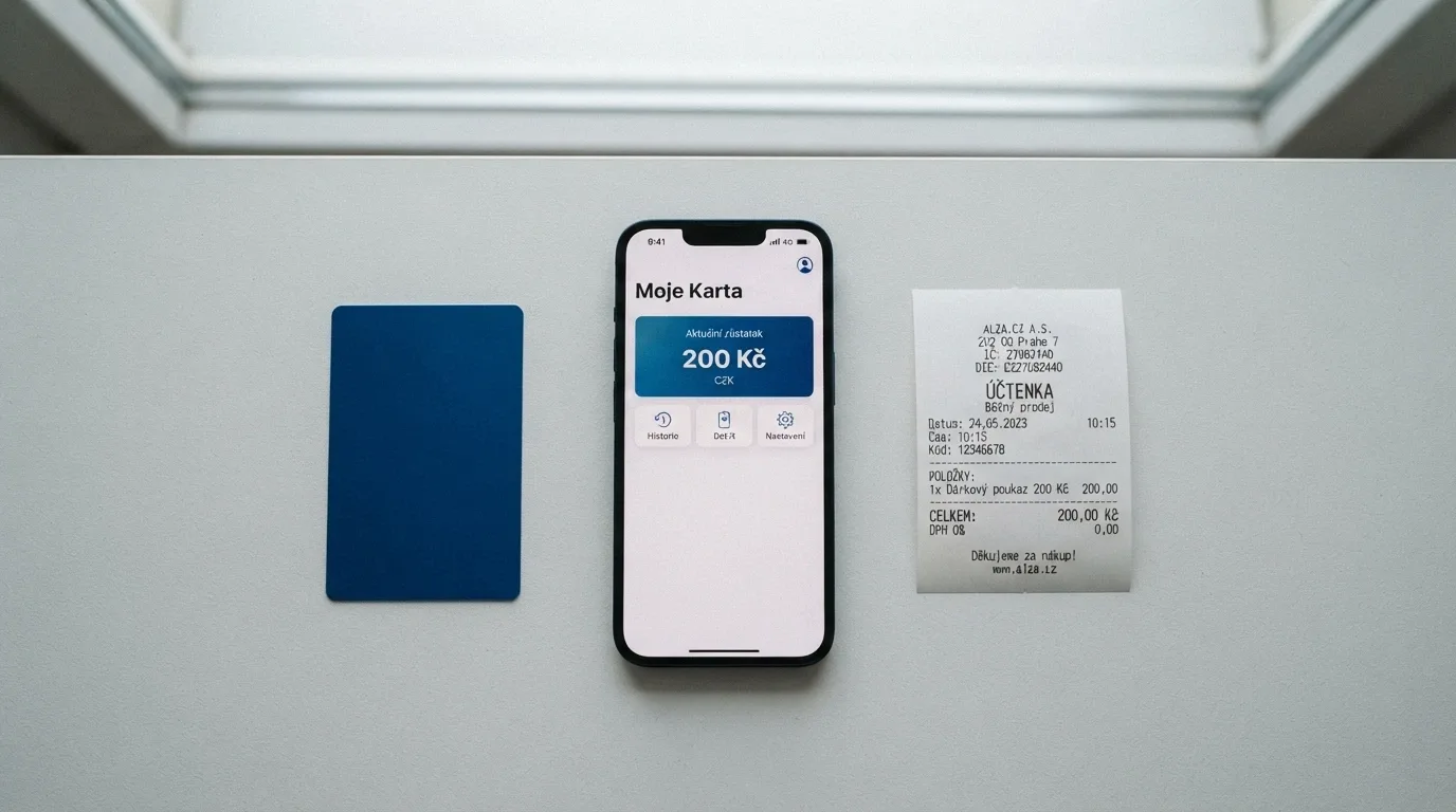 Platební karta, telefon s Paysafecard aplikací a bankovní převod vedle sebe
