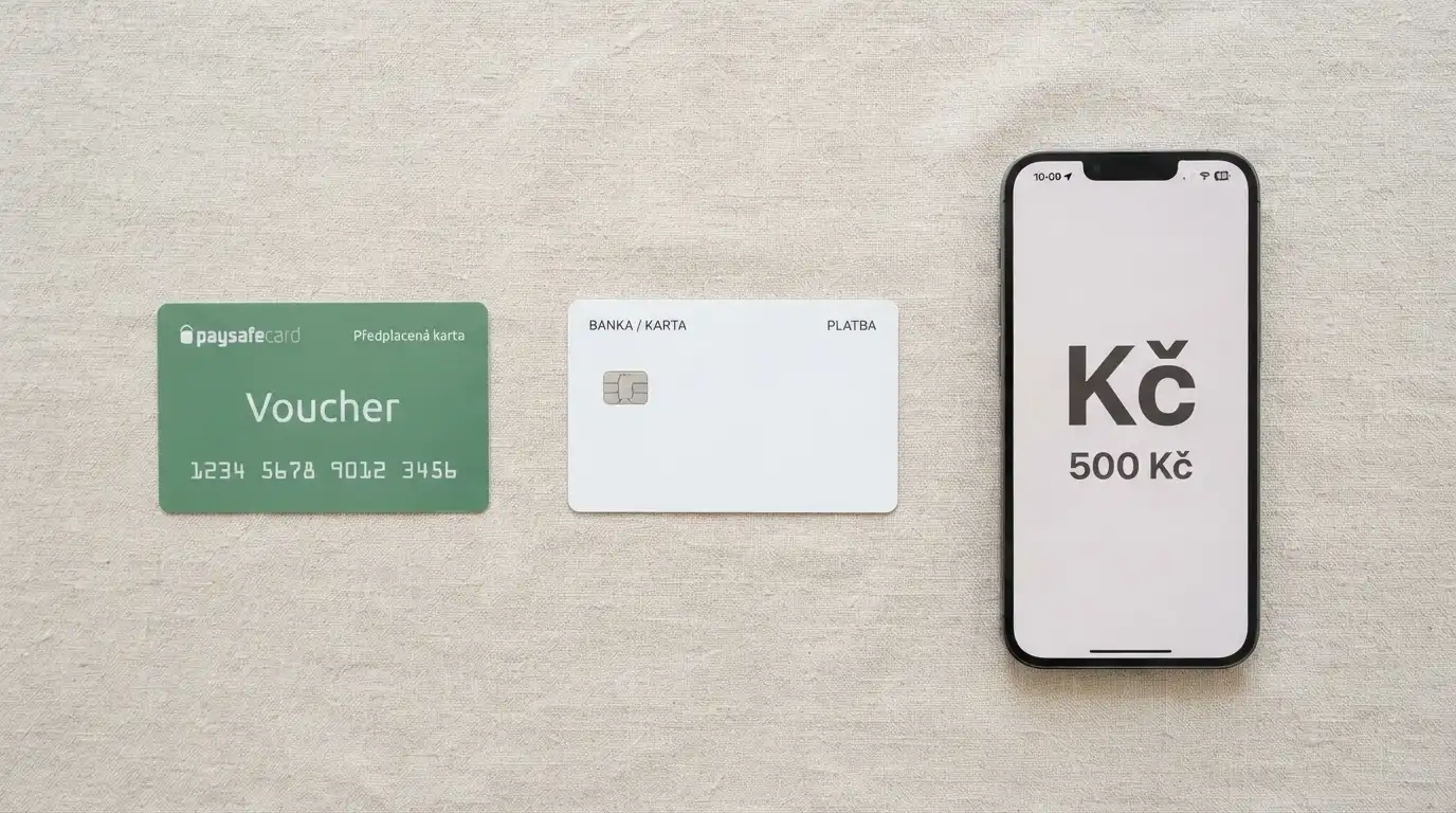 Paysafecard kupón, platební karta a mobilní telefon jako tři cesty k vkladu 100 Kč