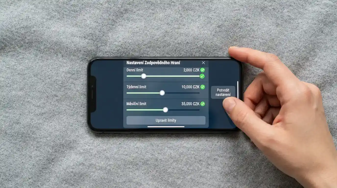 Mobilní telefon s nastavením denního limitu vkladu v rozhraní českého online casina