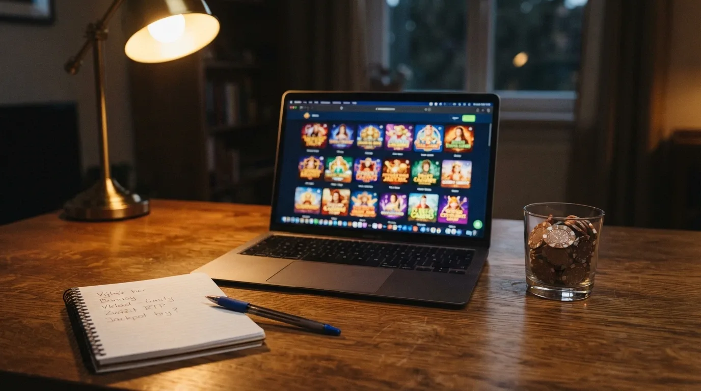 Srovnávací tabulka na monitoru notebooku — vedle sklenice s drobnými mincemi