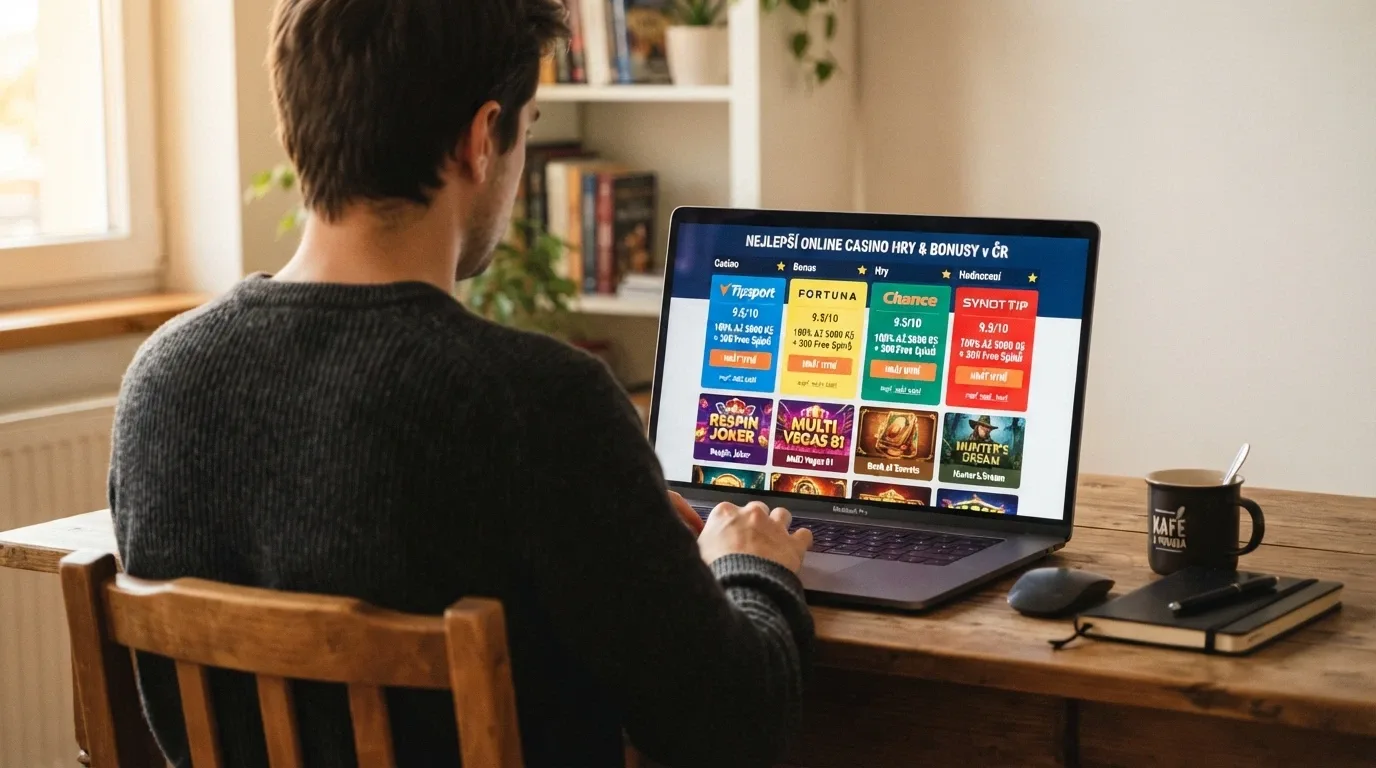 Vstupní stránky licencovaných českých online casin v přehledném srovnání vedle sebe
