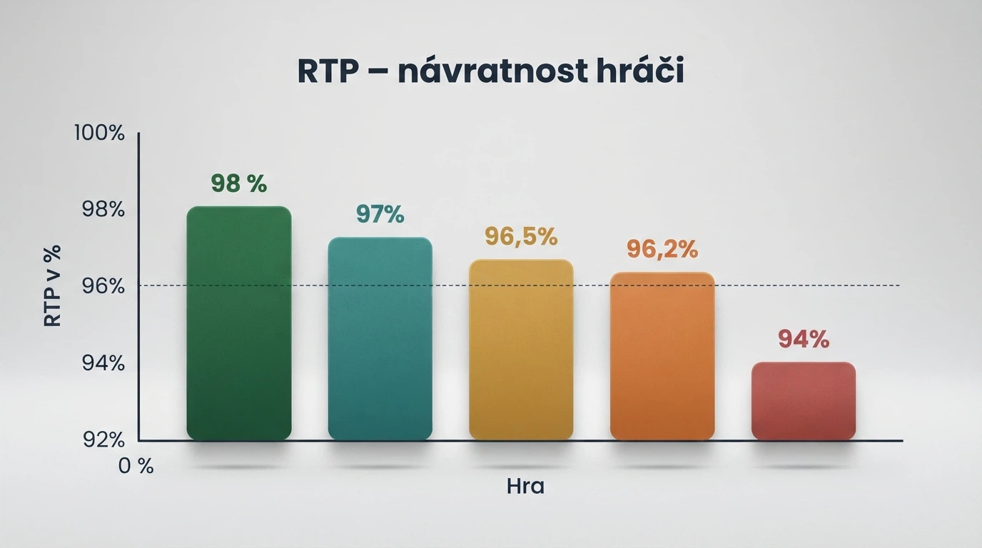Výběr pěti populárních online výherních automatů s uvedenou hodnotou RTP v procentech