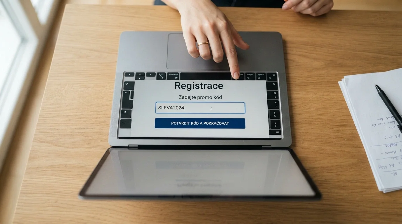 Registrační formulář online casina se zvýrazněným polem pro zadání promo kódu